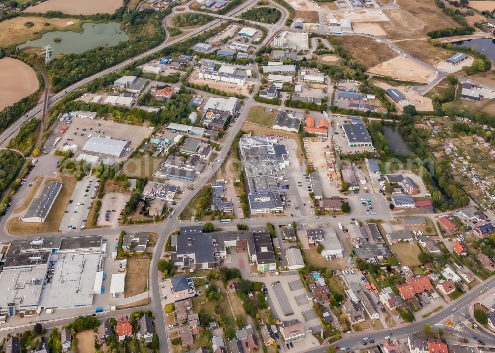 Aerial image Schönkirchen - Industrial estate and company settlement in Schoenkirchen in the state Schleswig-Holstein, Germany