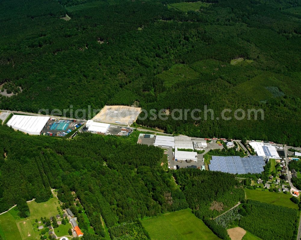 Aerial photograph Schwollen - Industrial estate and company settlement in Schwollen in the state Rhineland-Palatinate, Germany