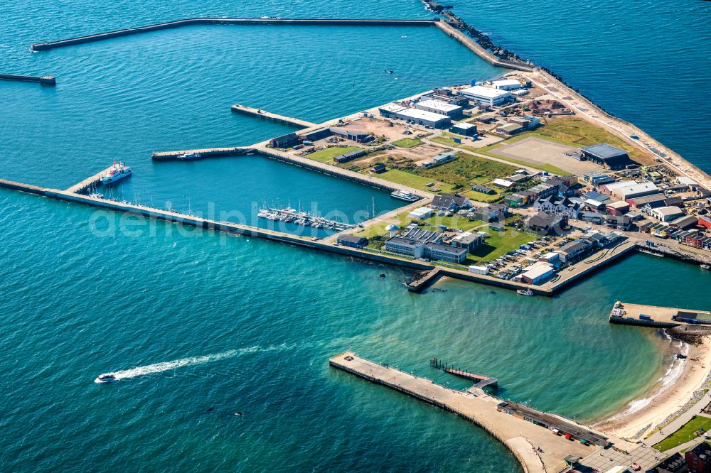 Helgoland from the bird's eye view: Industrial estate and company settlement Suedhafen on street Hafenstrasse in Helgoland in the state Schleswig-Holstein, Germany