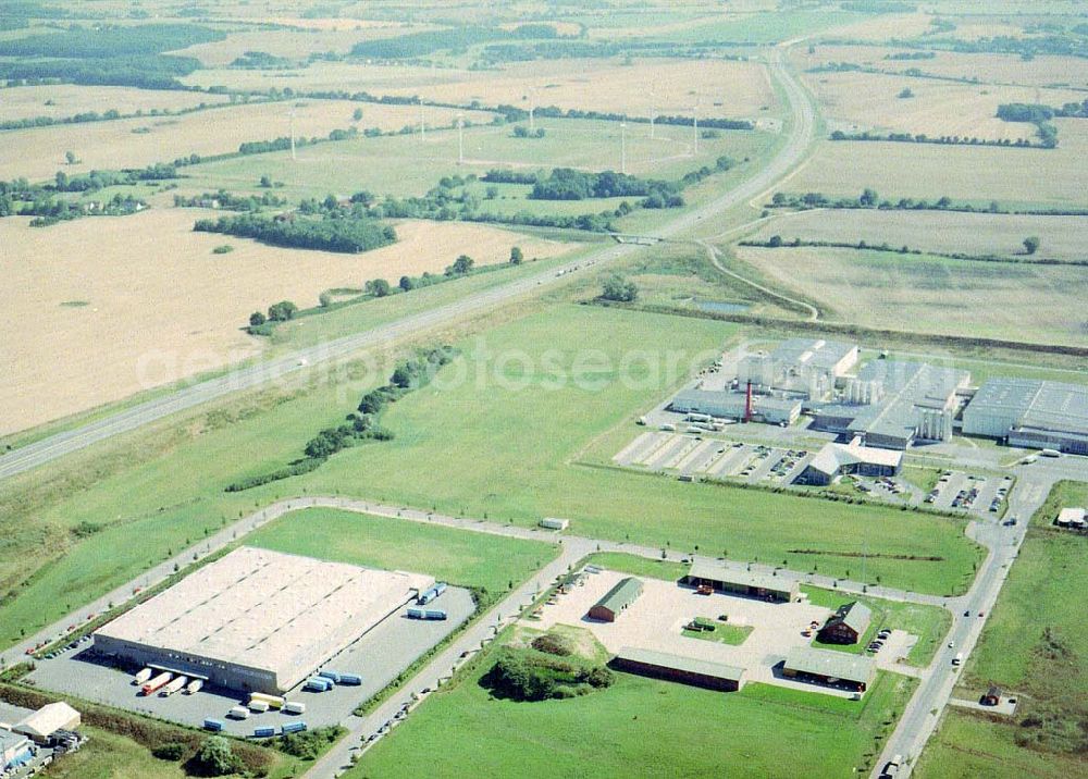 Aerial photograph Grevesmühlen/ Mecklenburg - Vorpommern - Gewerbegebiet an der A20 südlich von Grevesmühlen.