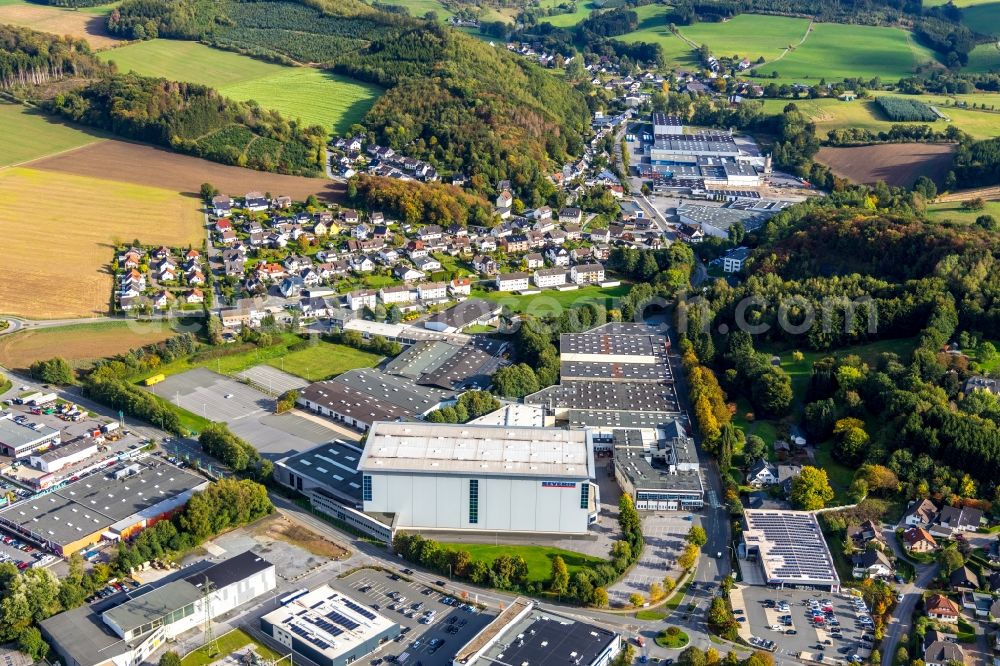 Aerial image Sundern (Sauerland) - Industrial estate and company settlement SEVERIN Elektrogeraete GmbH in Sundern (Sauerland) in the state North Rhine-Westphalia, Germany