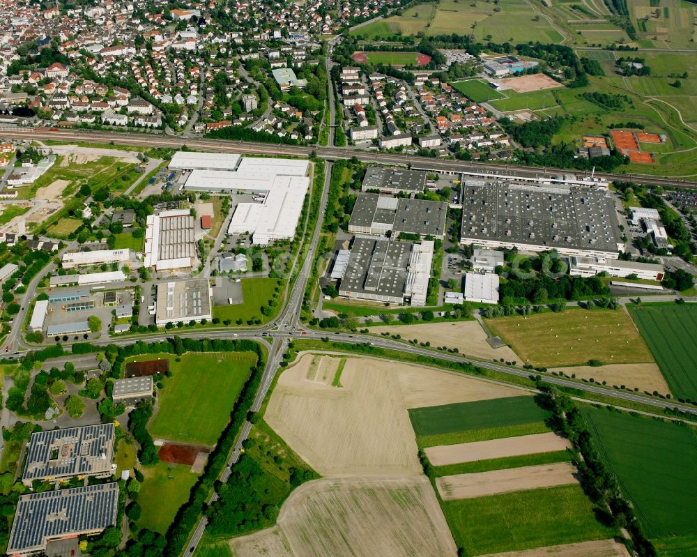 Bühl from above - Industrial estate and company settlement on Siemensstrasse in Buehl in the state Baden-Wuerttemberg, Germany