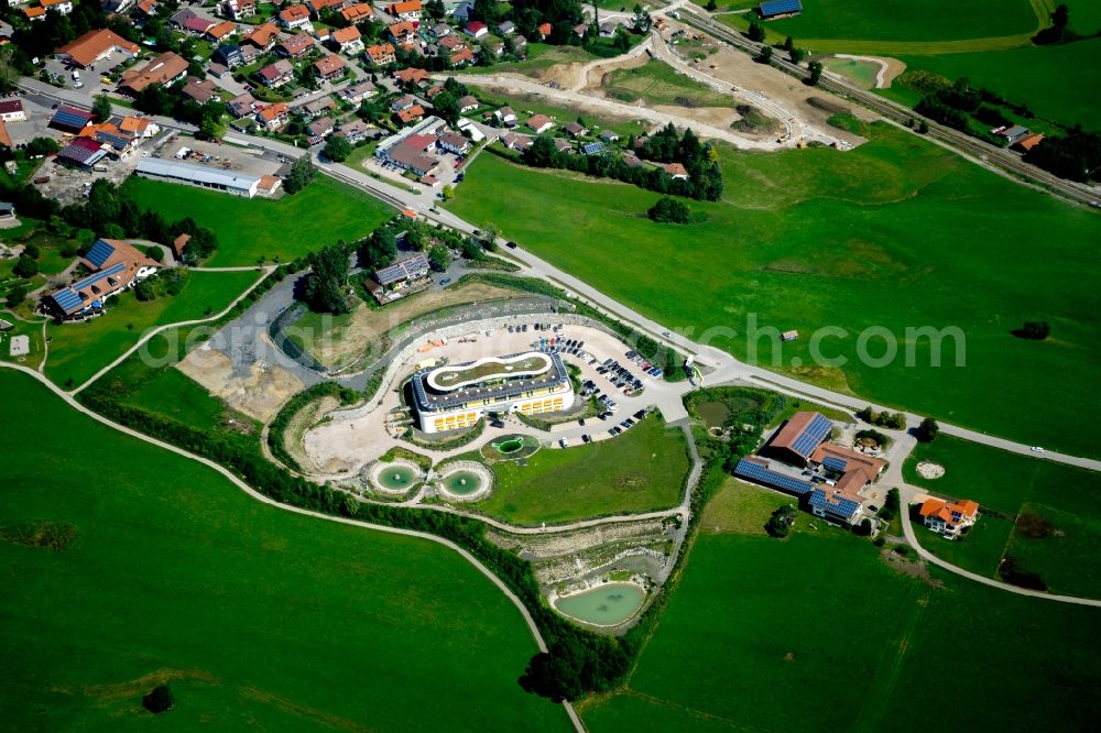 Oy-Mittelberg from the bird's eye view: Industrial estate and company settlement and company Vielharmonie GmbH on Naturparadies in the district Oy in Oy-Mittelberg in the state Bavaria