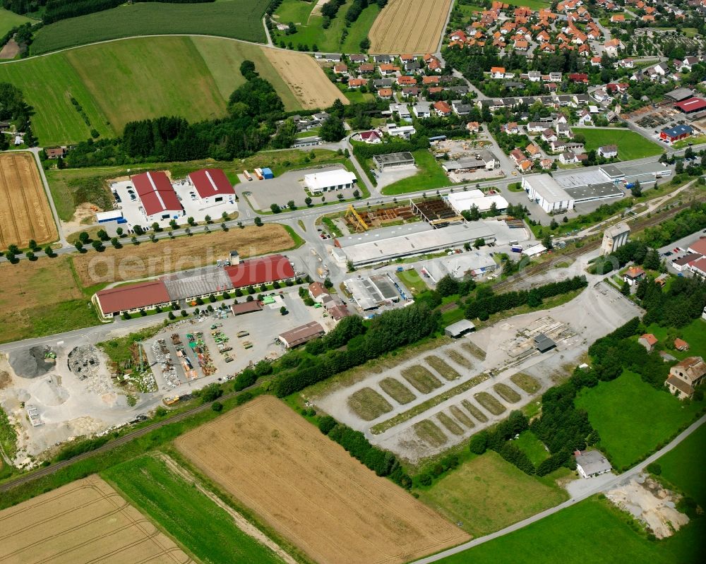 Spöck from the bird's eye view: Industrial estate and company settlement in Spöck in the state Baden-Wuerttemberg, Germany