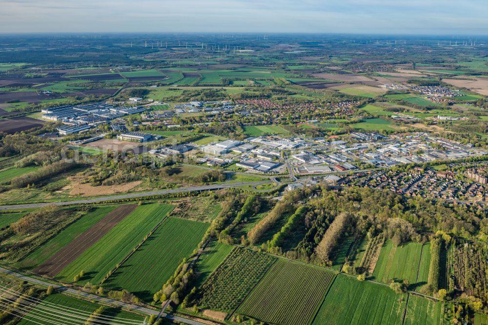 Stade from above - Industrial estate and company settlement Stade Sued in Stade in the state Lower Saxony, Germany