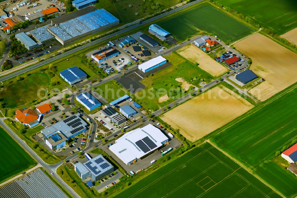 Aerial photograph Stadtschwarzach - Industrial estate and company settlement in Stadtschwarzach in the state Bavaria, Germany