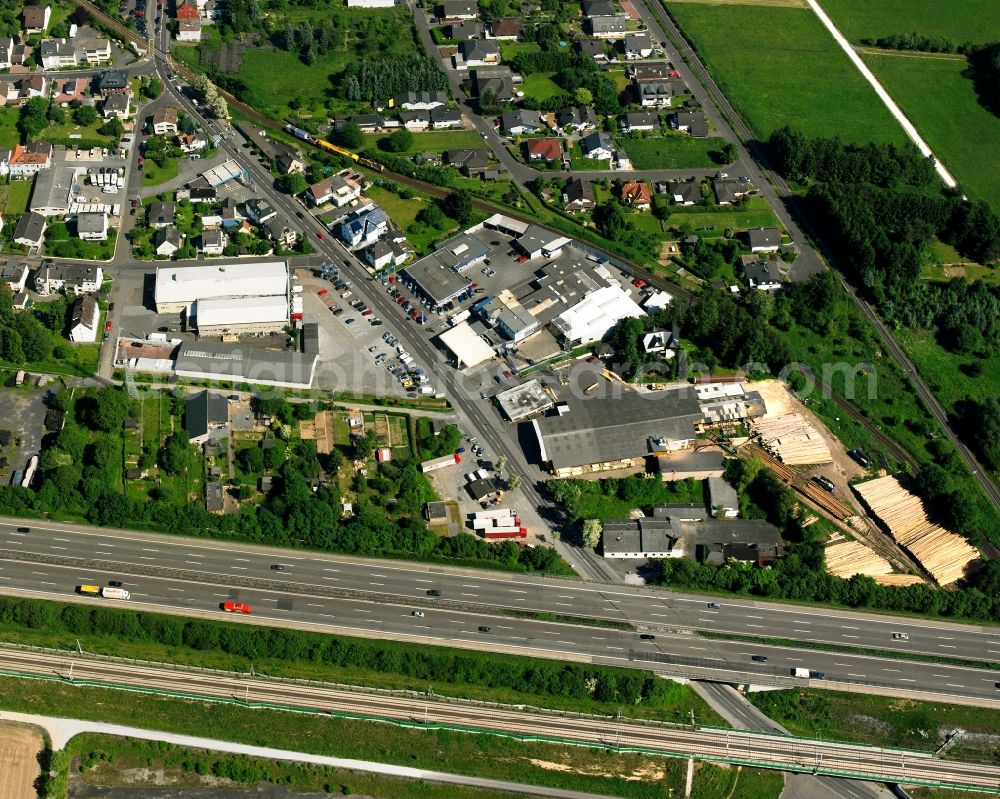 Staffel from above - Industrial estate and company settlement in Staffel in the state Hesse, Germany