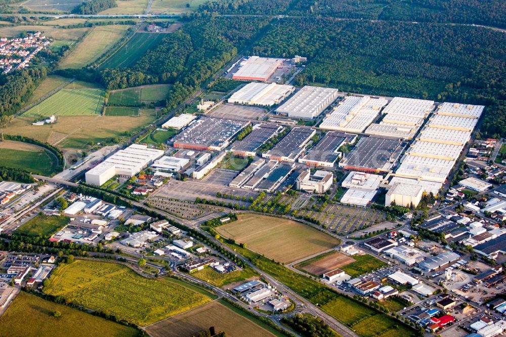 Aerial image Walldorf - Industrial estate and company settlement of Heidelberger Druckmaschinen AG in Walldorf in the state Baden-Wurttemberg, Germany