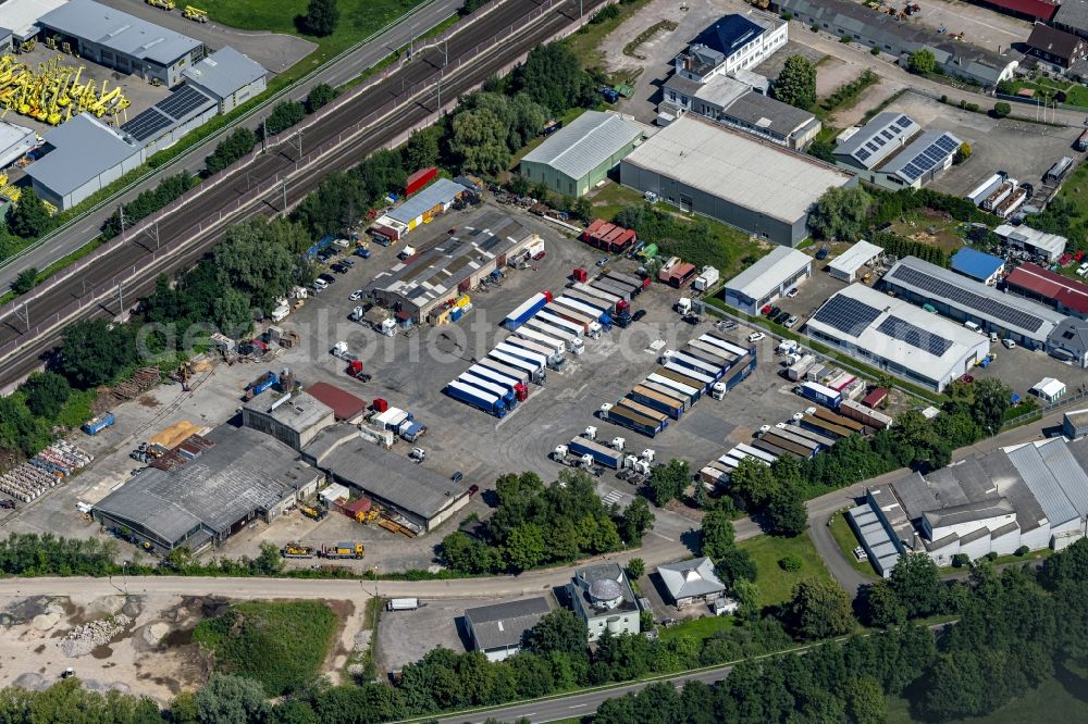 Baden-Baden from the bird's eye view: Industrial estate and company settlement in Baden-Baden in the state Baden-Wuerttemberg, Germany