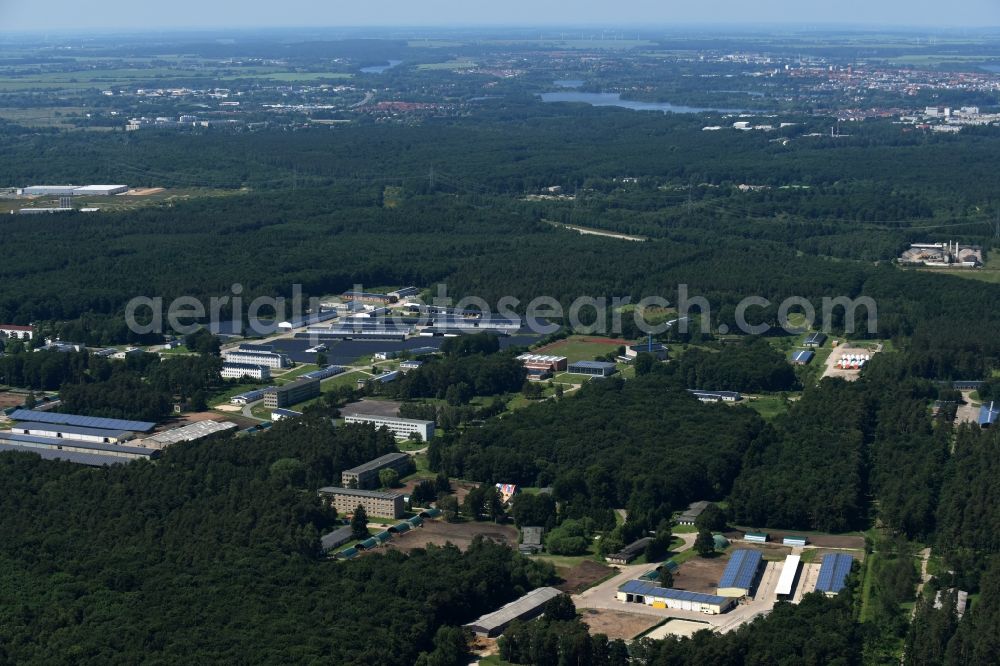 Schwerin from above - Industrial estate and company settlement Stern Buchholz in Schwerin in the state Mecklenburg - Western Pomerania