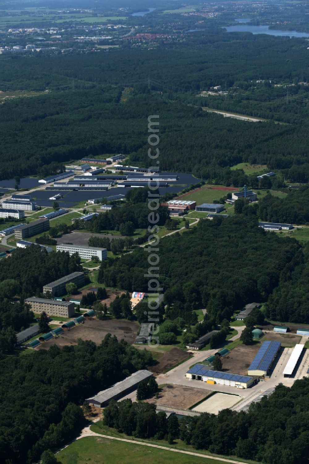 Schwerin from above - Industrial estate and company settlement Stern Buchholz in Schwerin in the state Mecklenburg - Western Pomerania