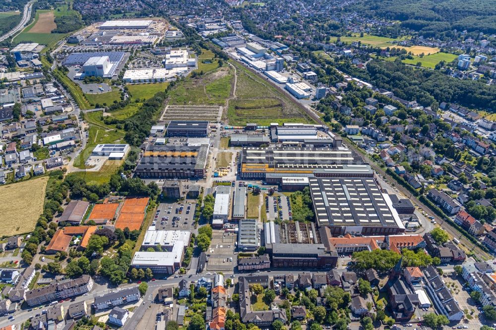 Aerial photograph Witten - Industrial estate and company settlement on Stockumer Strasse in Witten in the state North Rhine-Westphalia, Germany