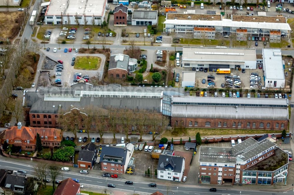 Bottrop from the bird's eye view: Industrial estate and company settlement Im Blankenfeld in Bottrop in the state of North Rhine-Westphalia