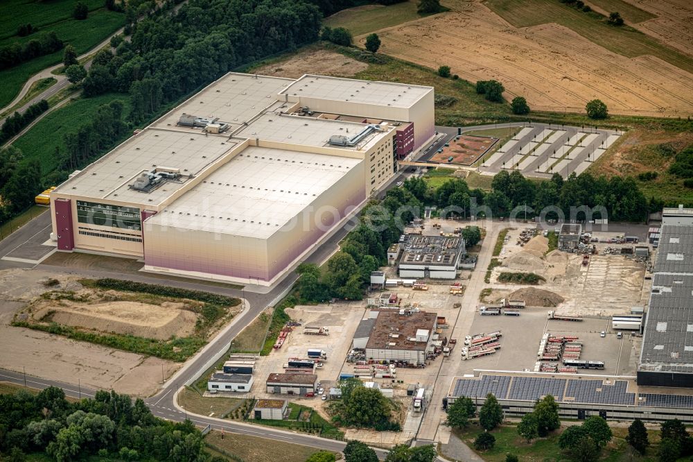 Aerial image Östringen - Industrial estate and company settlement in Oestringen in the state Baden-Wurttemberg, Germany