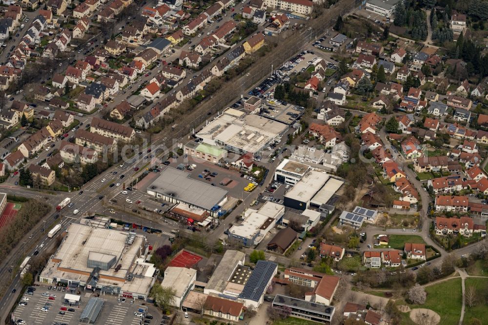 Heilbronn from the bird's eye view: Industrial estate and company settlement on Stuttgarter Strasse in Heilbronn in the state Baden-Wuerttemberg, Germany