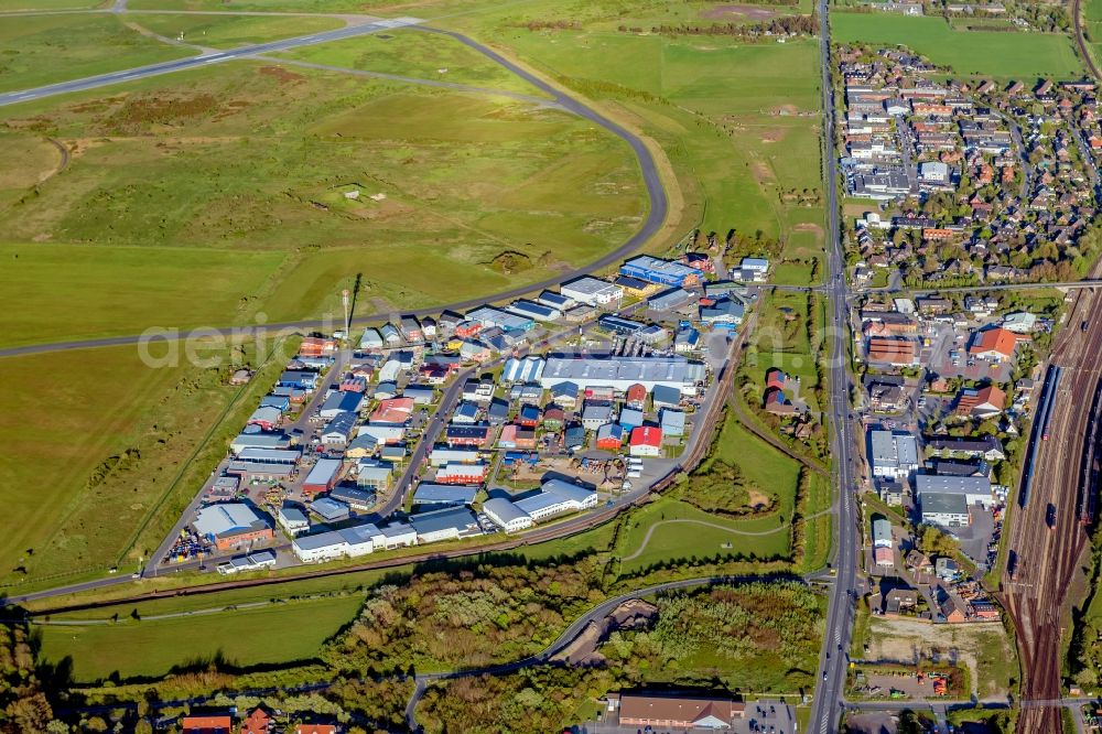 Tinnum from above - Industrial estate and company settlement Sylt Ost in Tinnum in the state Schleswig-Holstein, Germany