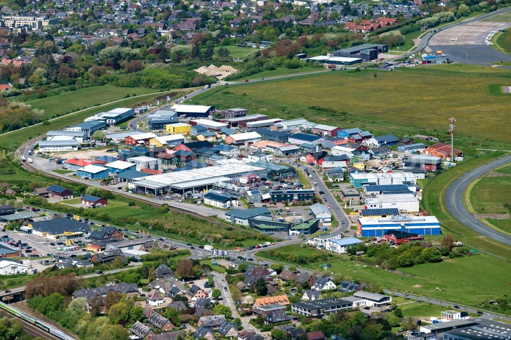 Aerial photograph Sylt - Industrial estate and company settlement Sylt Ost in Tinnum in the state Schleswig-Holstein, Germany