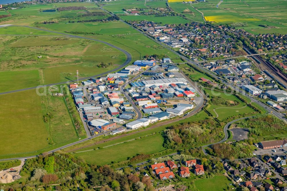 Tinnum from above - Industrial estate and company settlement Sylt Ost in Tinnum in the state Schleswig-Holstein, Germany