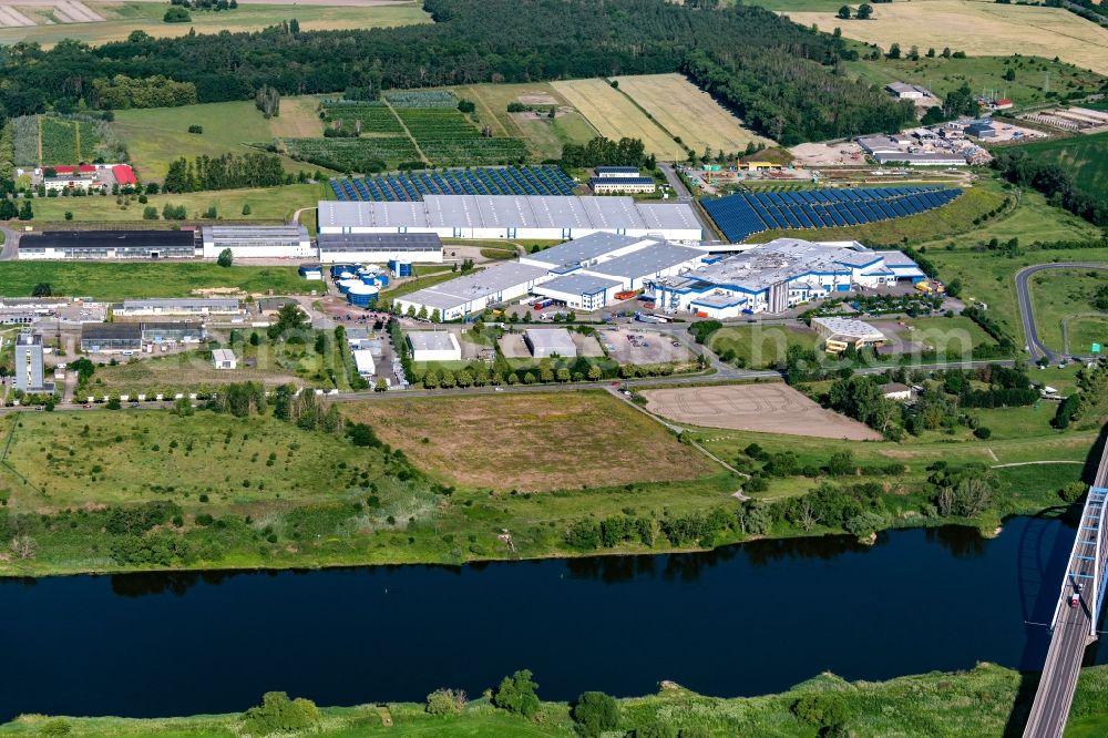 Aerial image Tangermünde - Industrial estate and company settlement in Tangermuende in the state Saxony-Anhalt, Germany