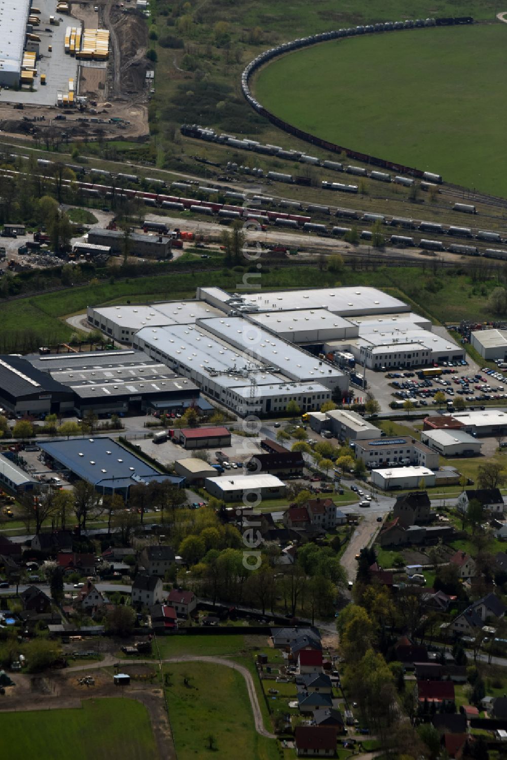 Aerial image Tasdorf - Industrial estate and company settlement Tasdorf-Sued in Tasdorf in the state Brandenburg, Germany