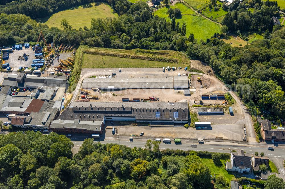 Aerial photograph Gevelsberg - Industrial estate and company settlement of Taskiran Autohandel Reifencenter Hasslinghauser Strasse in the district Uellendahl in Gevelsberg in the state North Rhine-Westphalia, Germany