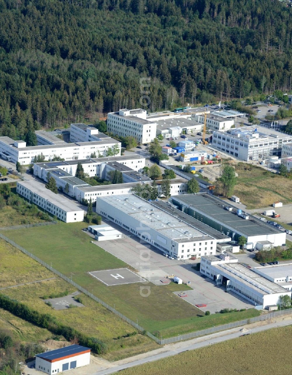 Taufkirchen from the bird's eye view: Industrial estate and company settlement Gewerbegebiet Suedost Hochtechnologie in Taufkirchen in the state Bavaria