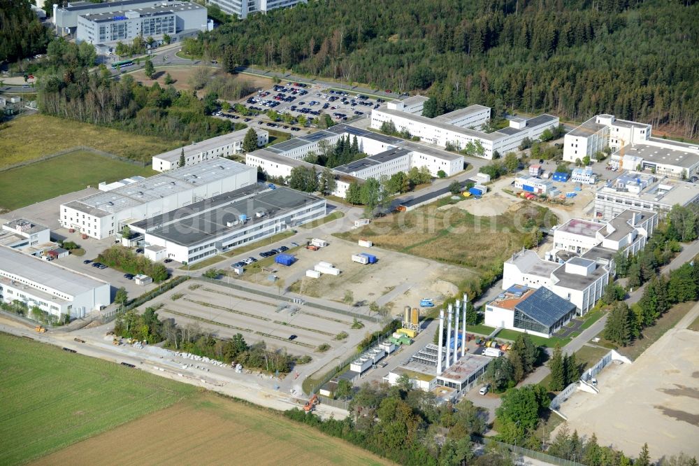 Taufkirchen from above - Industrial estate and company settlement Gewerbegebiet Suedost Hochtechnologie in Taufkirchen in the state Bavaria