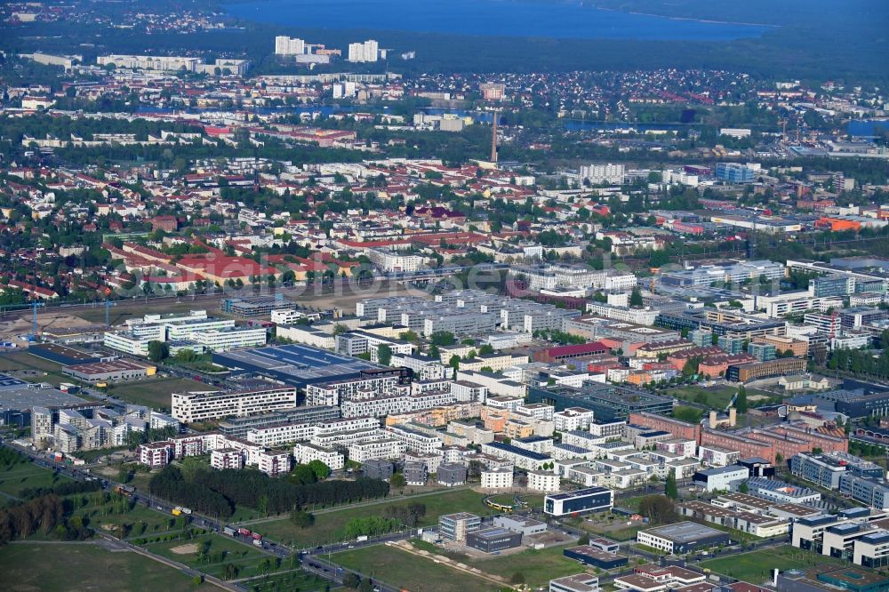 Berlin from the bird's eye view: Industrial estate and company settlement Technologiepark Adlershof in the district Adlershof - Johannisthal in Berlin, Germany