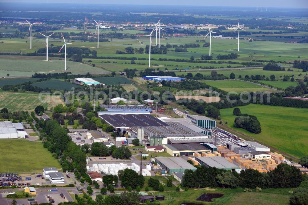 Märkisch Linden OT Werder from the bird's eye view: View of the employment zone Temnitzpark in the district of Werder near Neuruppin of the municipality of Maerkisch Linden in the district of Brandenburg