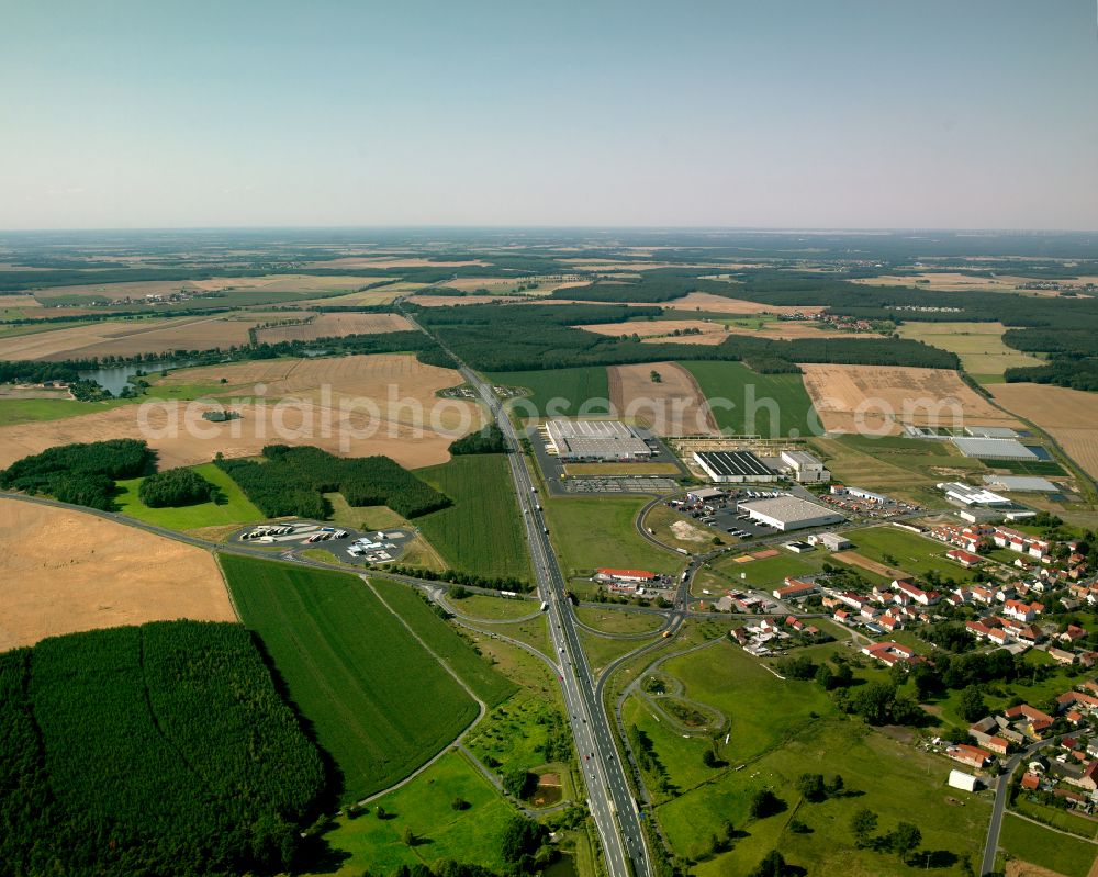 Aerial image Thiendorf - Industrial estate and company settlement in Thiendorf in the state Saxony, Germany