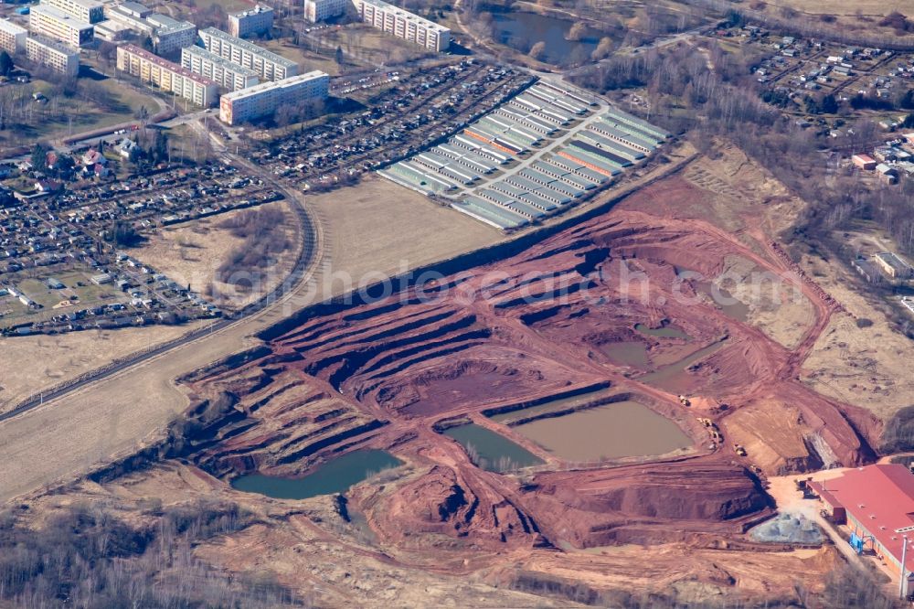 Aerial image Zwickau - Industrial estate and company settlement and Tongrube of Firma Wienberger in Zwickau in the state Saxony, Germany