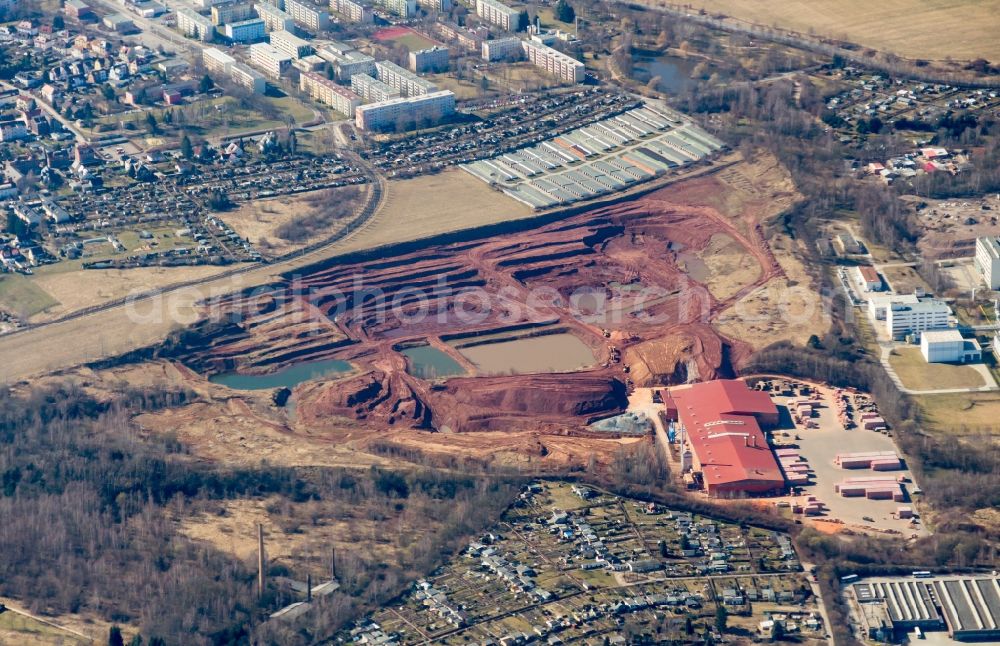 Aerial photograph Zwickau - Industrial estate and company settlement and Tongrube of Firma Wienberger in Zwickau in the state Saxony, Germany