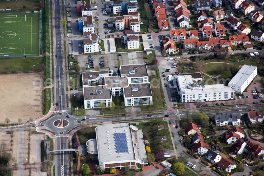 Aerial photograph Bensheim - Industrial estate and company settlement Track&Trace Academy und Europa Hotel in the district Auerbach in Bensheim in the state Hesse