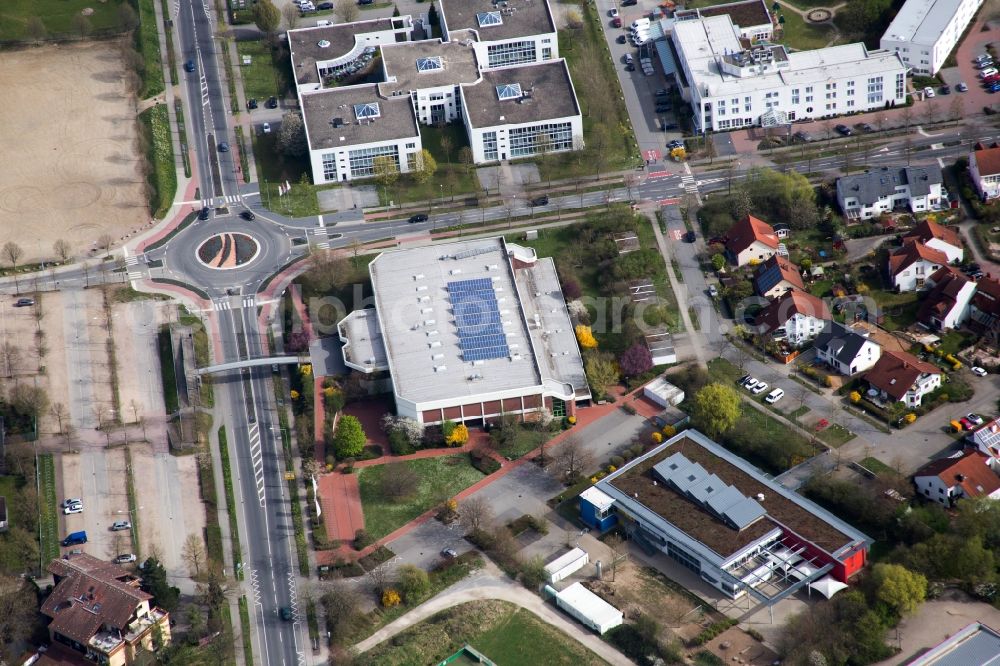 Bensheim from above - Industrial estate and company settlement Track&Trace Academy und Europa Hotel in the district Auerbach in Bensheim in the state Hesse