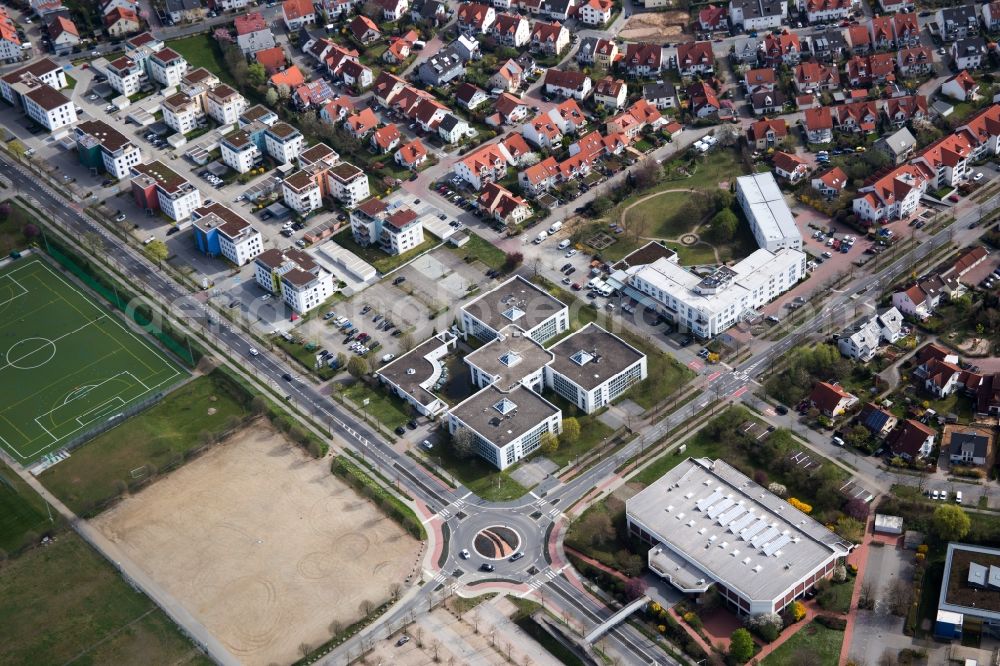 Bensheim from above - Industrial estate and company settlement Track&Trace Academy und Europa Hotel in the district Auerbach in Bensheim in the state Hesse