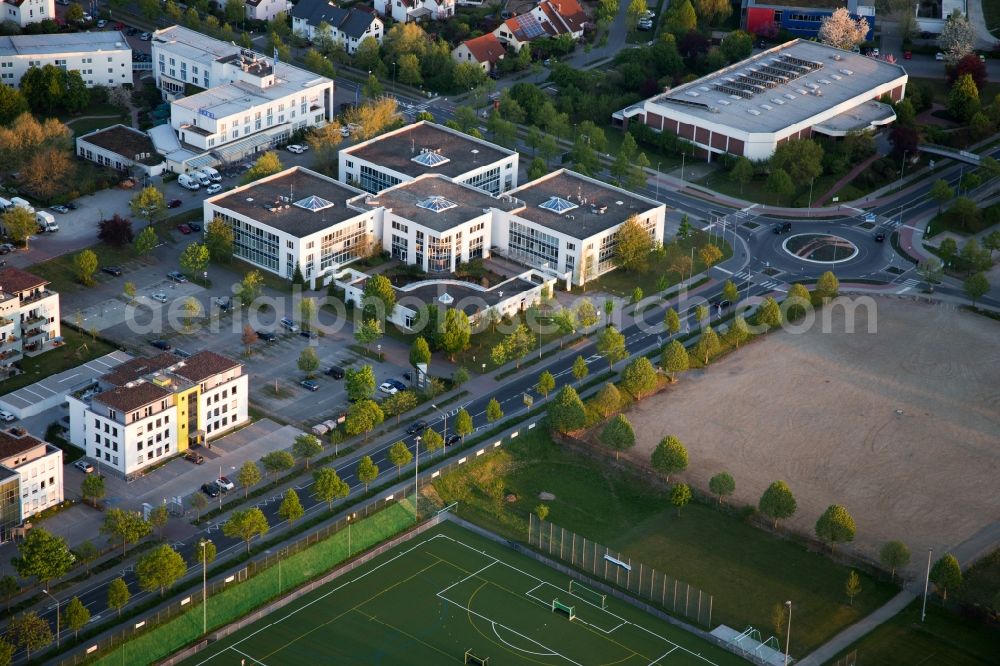 Bensheim from the bird's eye view: Industrial estate and company settlement Track&Trace Academy und Europa Hotel in the district Auerbach in Bensheim in the state Hesse