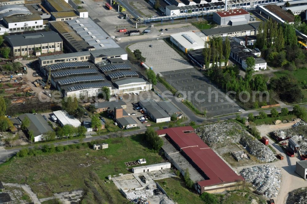 Aerial image Fürstenwalde/Spree - Industrial estate and company settlement on Traenkeweg in Fuerstenwalde/Spree in the state Brandenburg