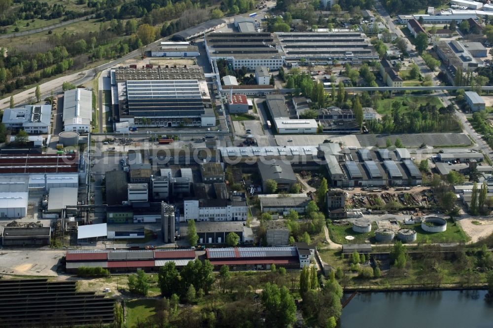 Aerial image Fürstenwalde/Spree - Industrial estate and company settlement on Traenkeweg in Fuerstenwalde/Spree in the state Brandenburg