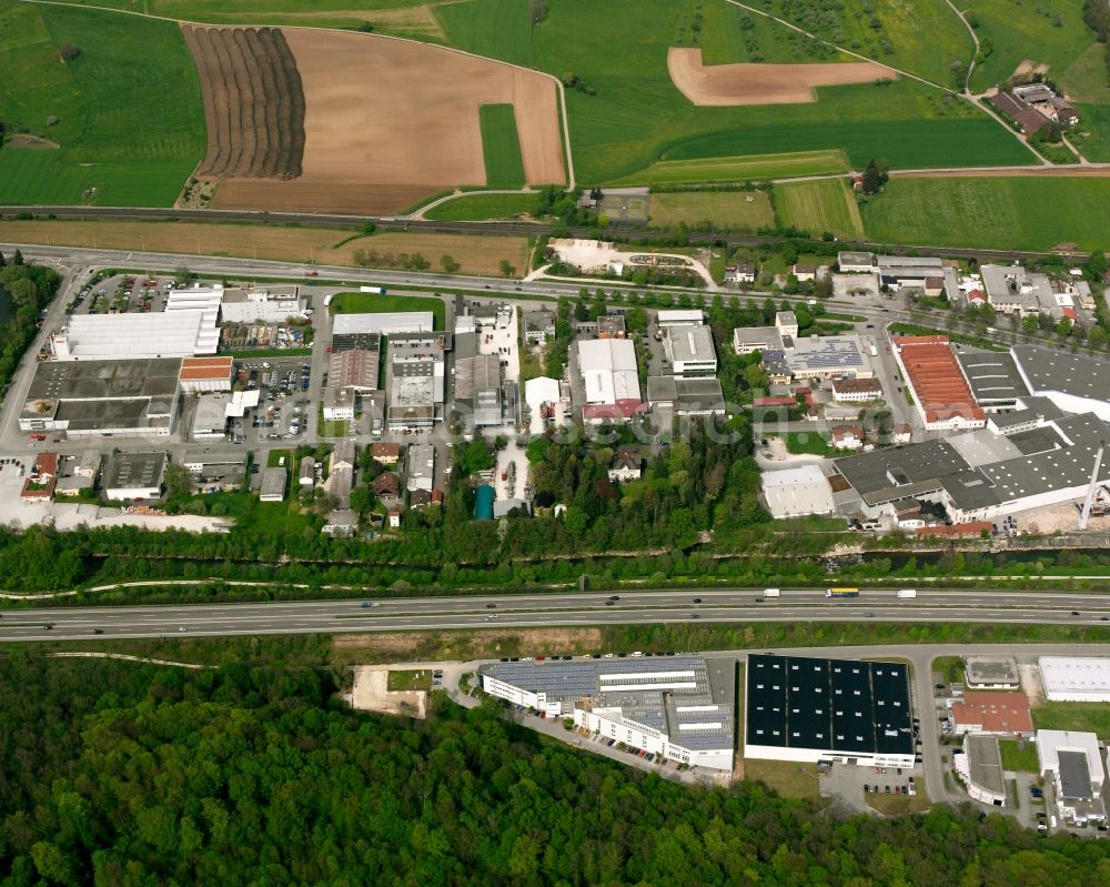 Uhingen from above - Industrial estate and company settlement in Uhingen in the state Baden-Wuerttemberg, Germany