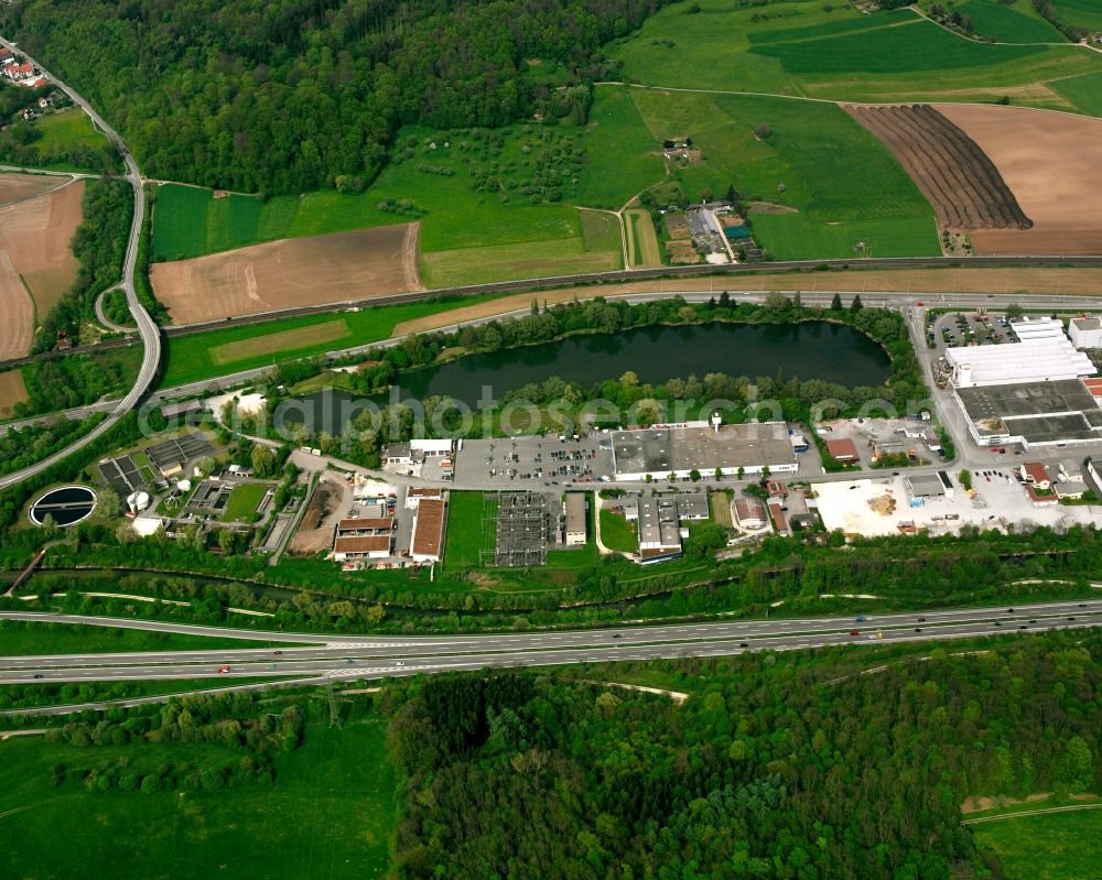 Uhingen from the bird's eye view: Industrial estate and company settlement in Uhingen in the state Baden-Wuerttemberg, Germany