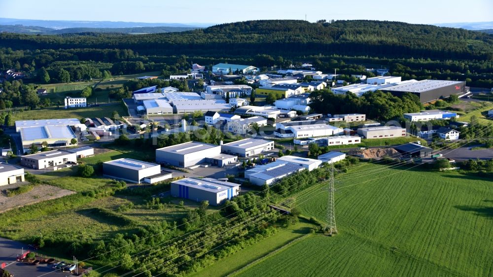 Dernbach from above - Urbacher Wald industrial park Dernbach in the state Rhineland-Palatinate, Germany