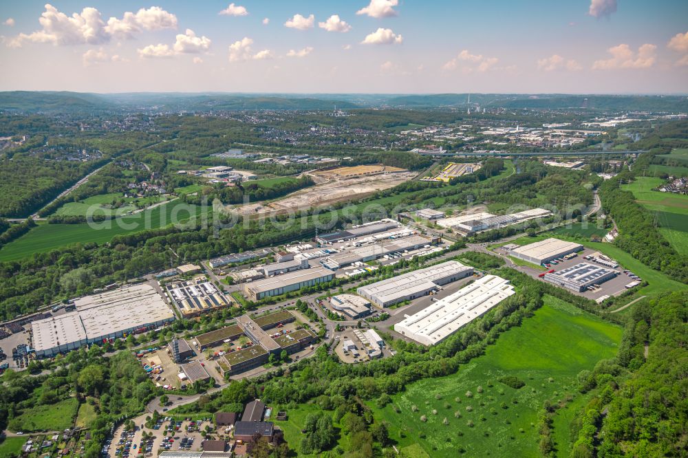 Hohenlimburg from the bird's eye view: Industrial estate and company settlement on Verbandsstrasse in Hohenlimburg at Ruhrgebiet in the state North Rhine-Westphalia, Germany