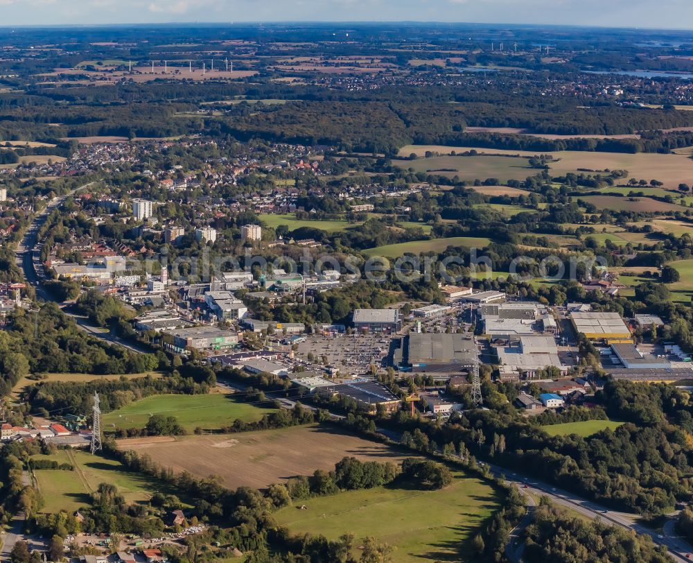 Aerial image Schwentinental - Industrial estate and company settlement on Verlauf of Bundesstrasse B76 in Schwentinental in the state Schleswig-Holstein, Germany