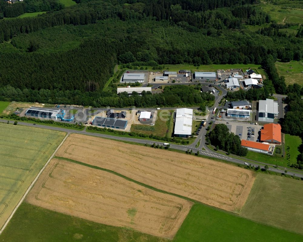 Aerial image Vettelschoß - Industrial estate and company settlement in Vettelschoss in the state Rhineland-Palatinate