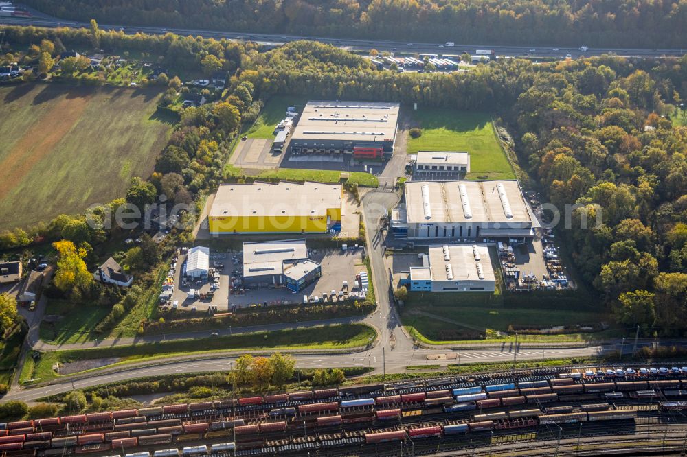 Hagen from above - Industrial estate and company settlement on B226 Volmarsteiner Strasse in Hagen in the state North Rhine-Westphalia, Germany