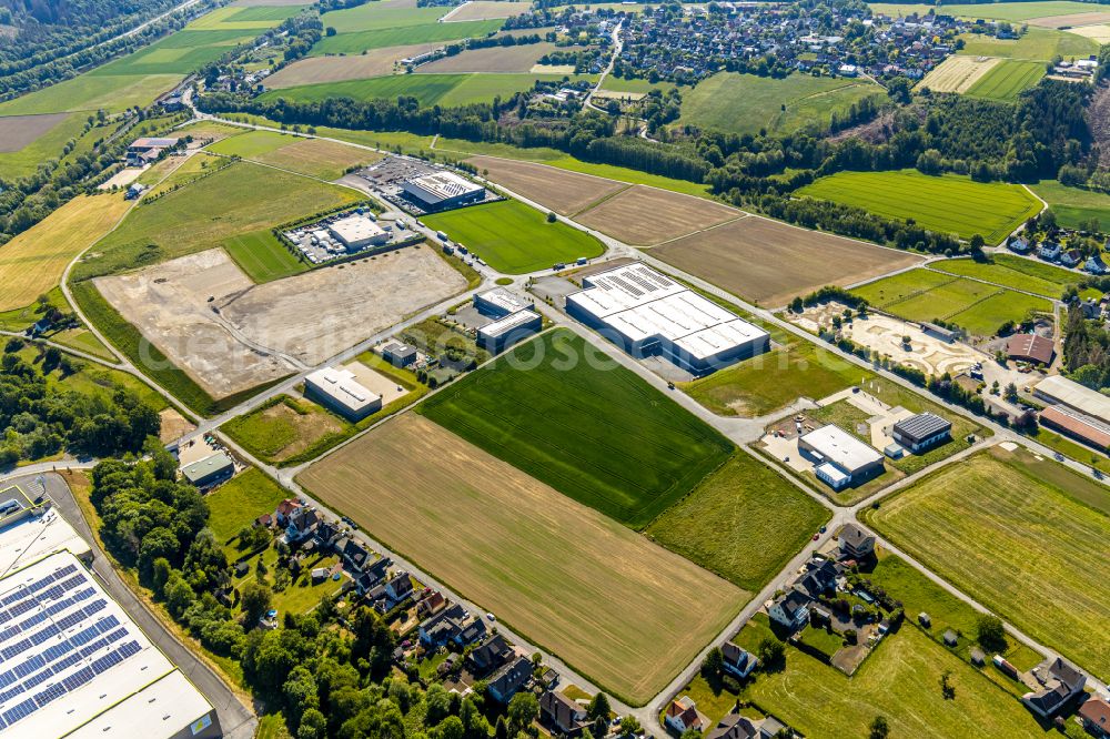 Vosswinkel from above - Industrial estate and company settlement in Vosswinkel at Sauerland in the state North Rhine-Westphalia, Germany