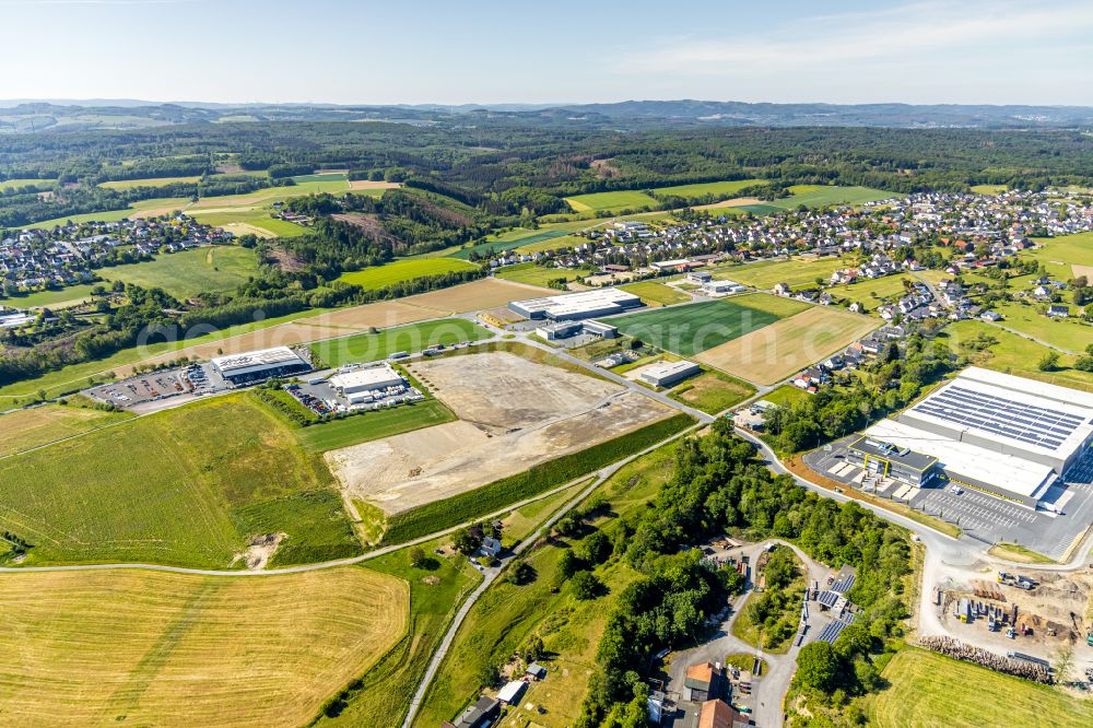 Aerial image Vosswinkel - Industrial estate and company settlement in Vosswinkel at Sauerland in the state North Rhine-Westphalia, Germany