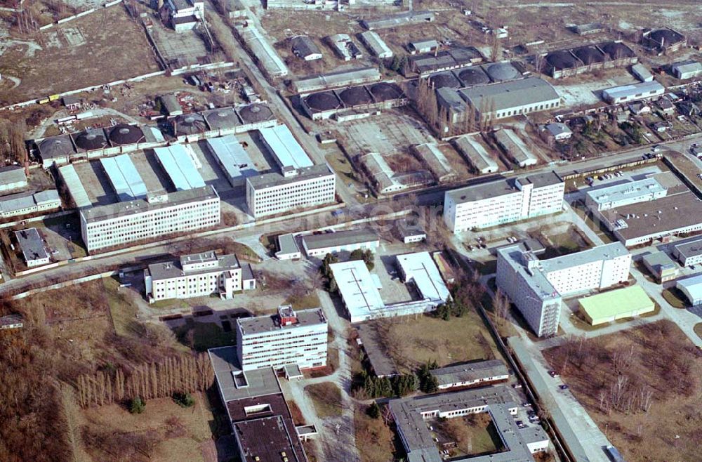 Berlin-Karlshorst from above - Gewerbegebiet an der Waldowallee / Rheinstr., in der Nähe des Kapitulationsmuseums in Berlin-Karlshorst