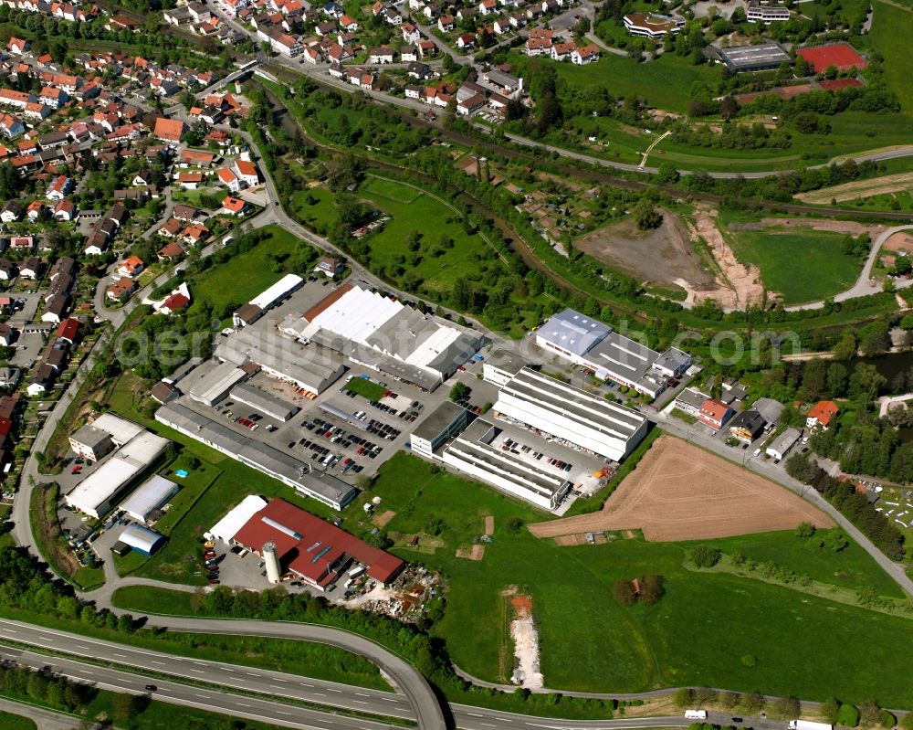 Walkersbach from above - Industrial estate and company settlement in Walkersbach in the state Baden-Wuerttemberg, Germany