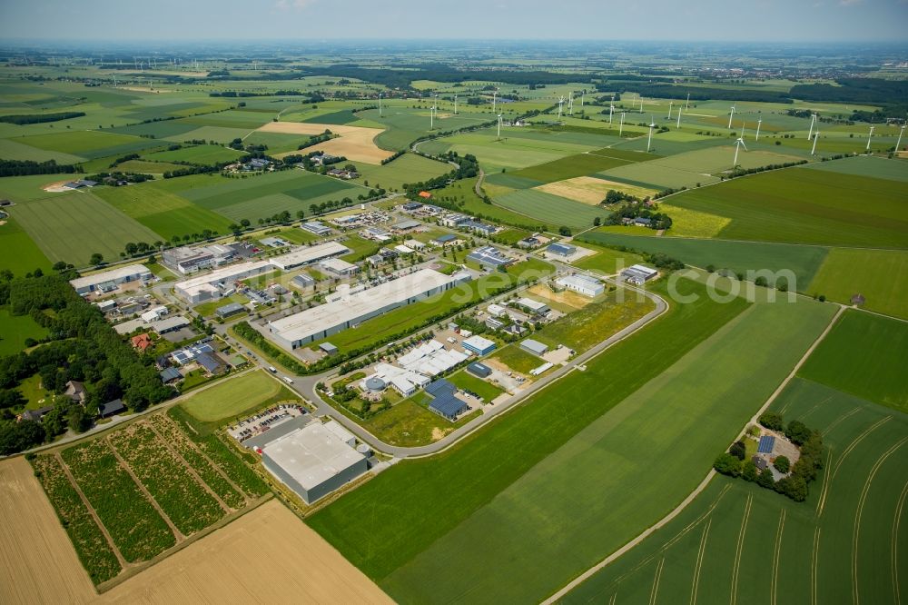 Belecke from the bird's eye view: Industrial estate and company settlement Walter-Rathenau-Ring in Belecke in the state North Rhine-Westphalia